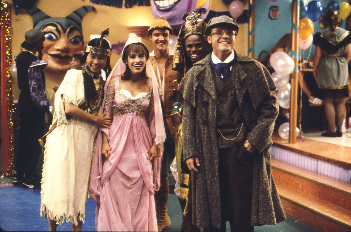 Mighty Morphin Power Rangers cast in costume including Robin Hood and Sherlock Holmes for the masquerade episode, hand-signed by Austin St. John