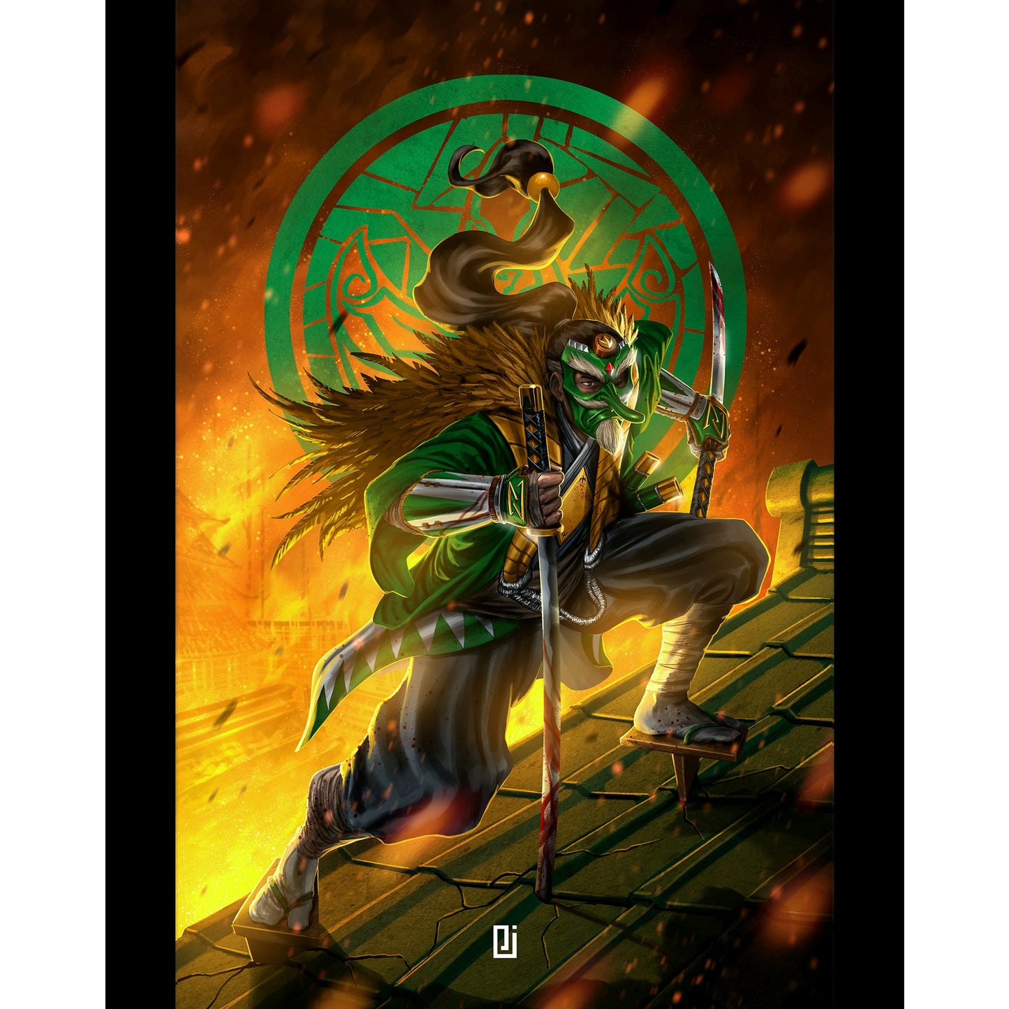 Samurai Green Feudal Japan Era Print | Austin St. John