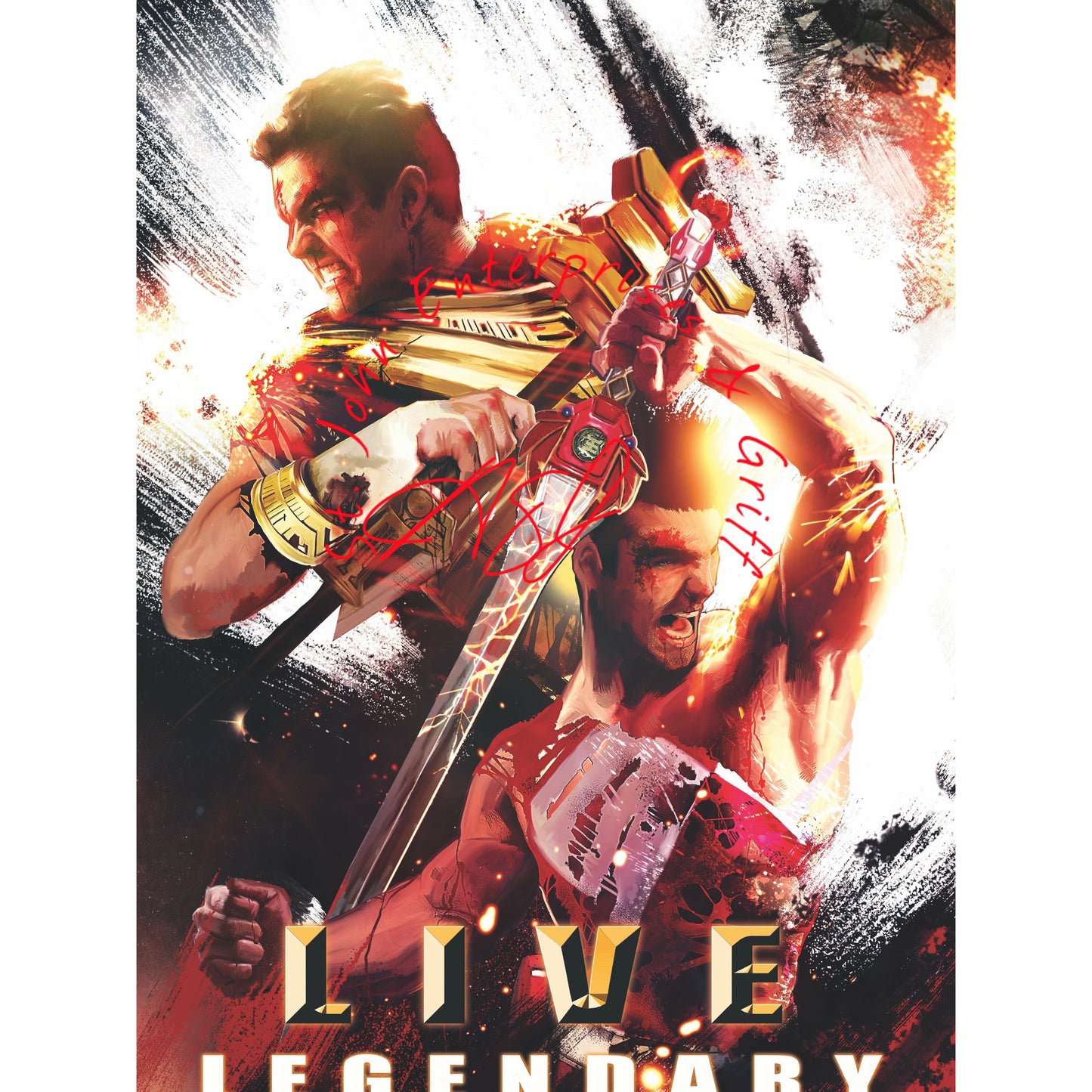 Griff Master Piece 11x17 Poster Red & Gold Battle Damage Jason - St. John Enterprises