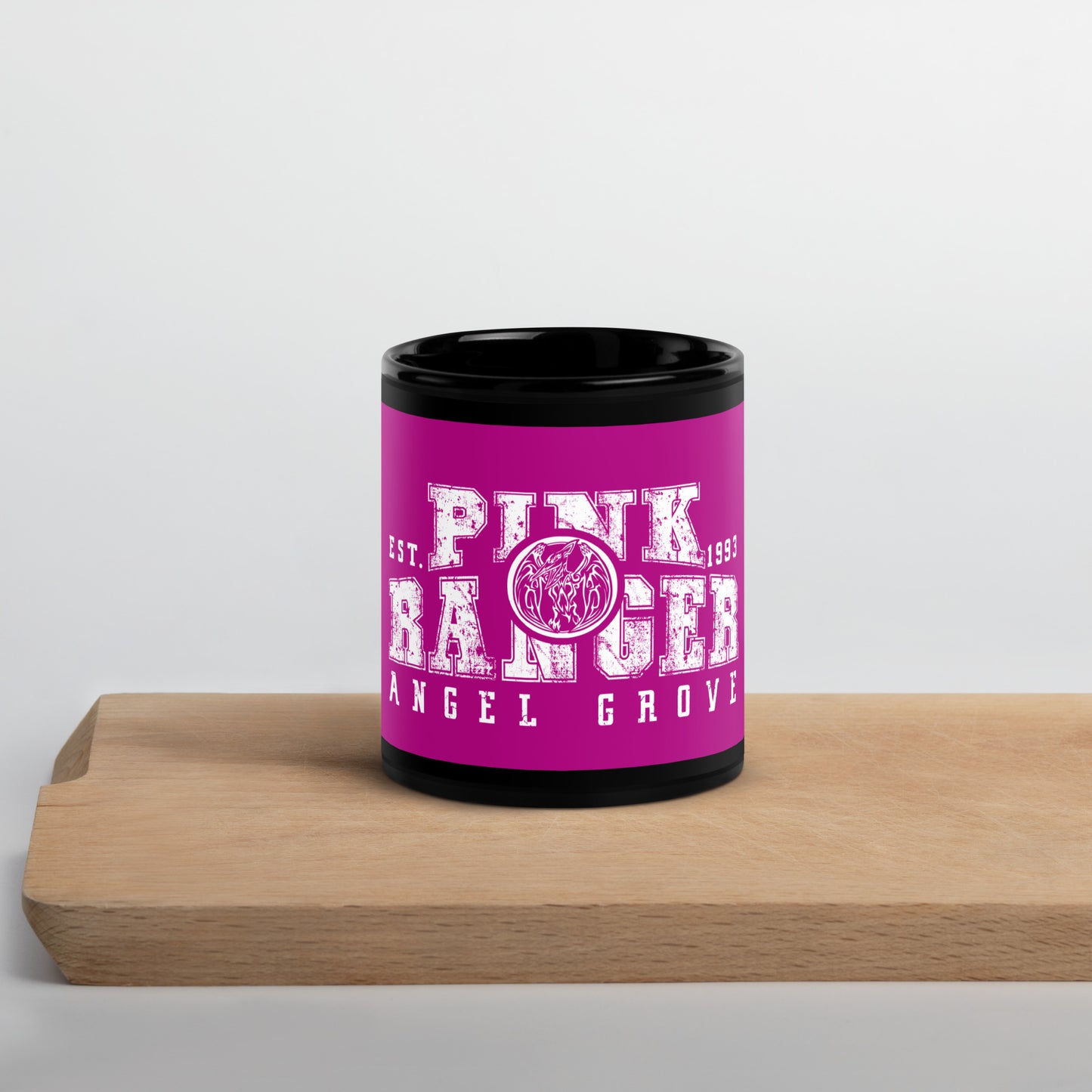 Pink Ranger Black Glossy Mug - St. John Enterprises