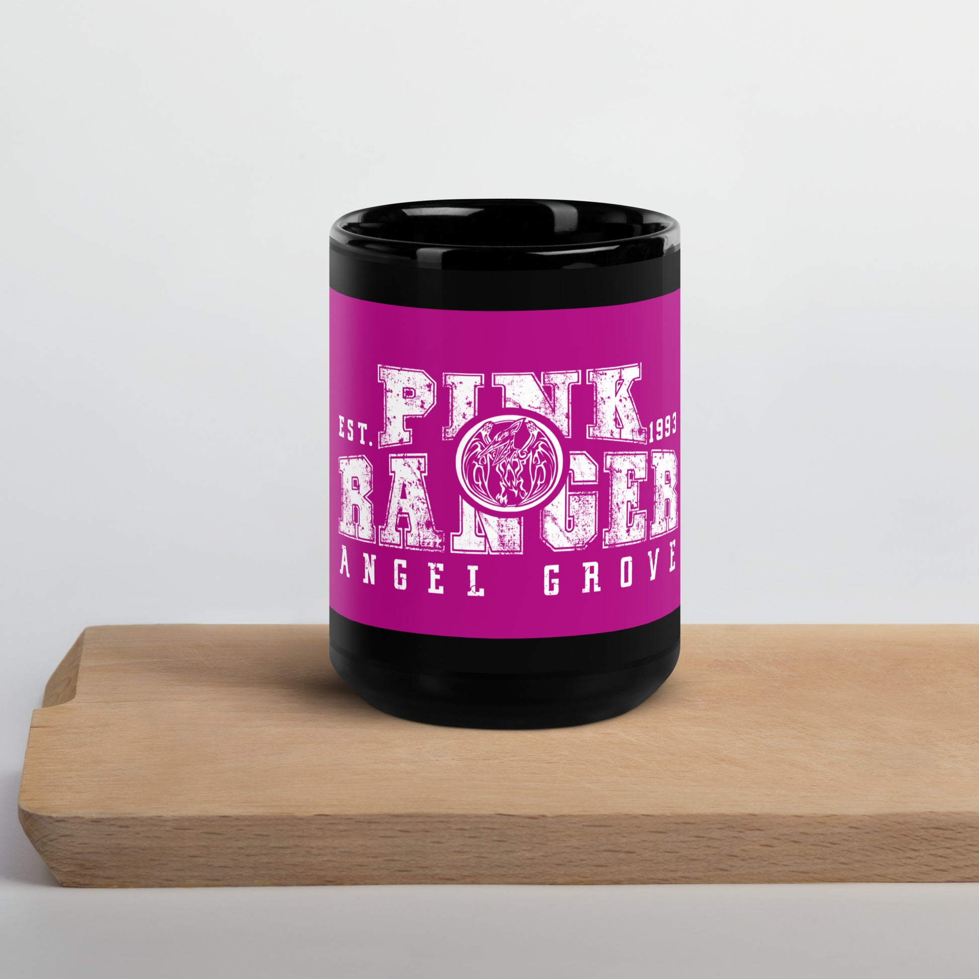 Pink Ranger Black Glossy Mug - St. John Enterprises