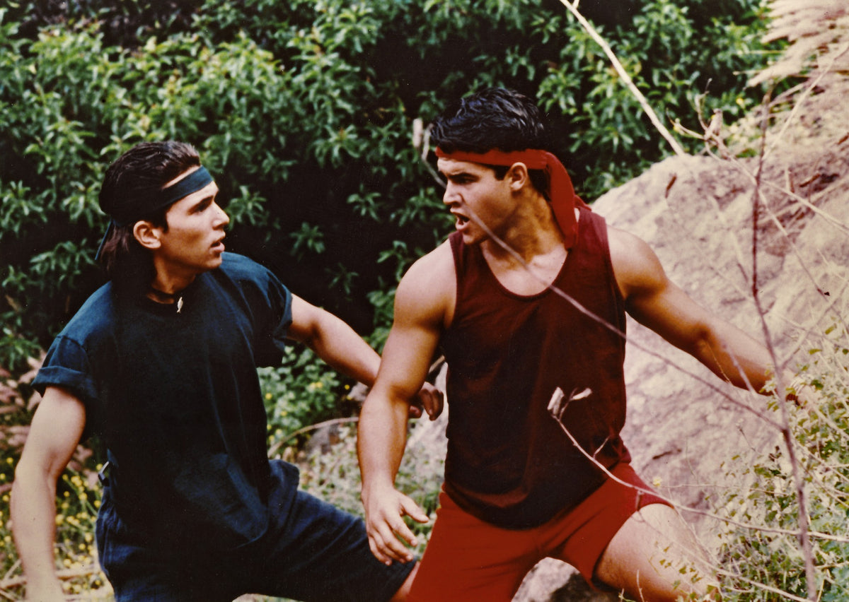Red Ranger Jason and Green Ranger Tommy teaming up in the Mighty Morphin episode Gung Ho!, hand-signed by Austin St. John