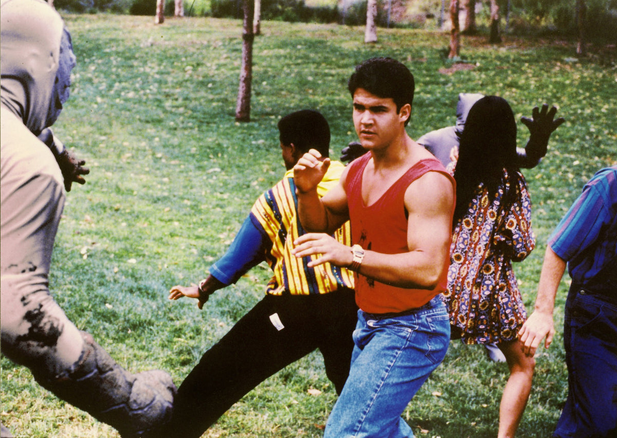 Mighty Morphin Power Rangers cast mid fight at Kenneth Hahn Park in LA, hand-signed by Austin St. John