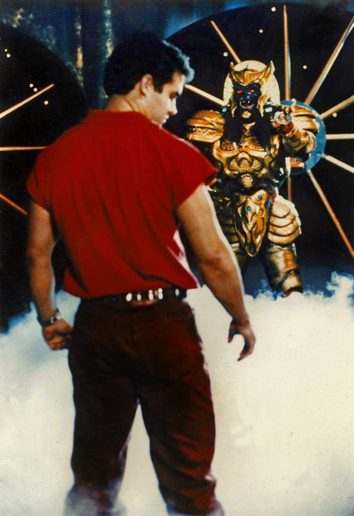 Jason facing Goldar in the Green With Evil fight scene, photo by Bruce