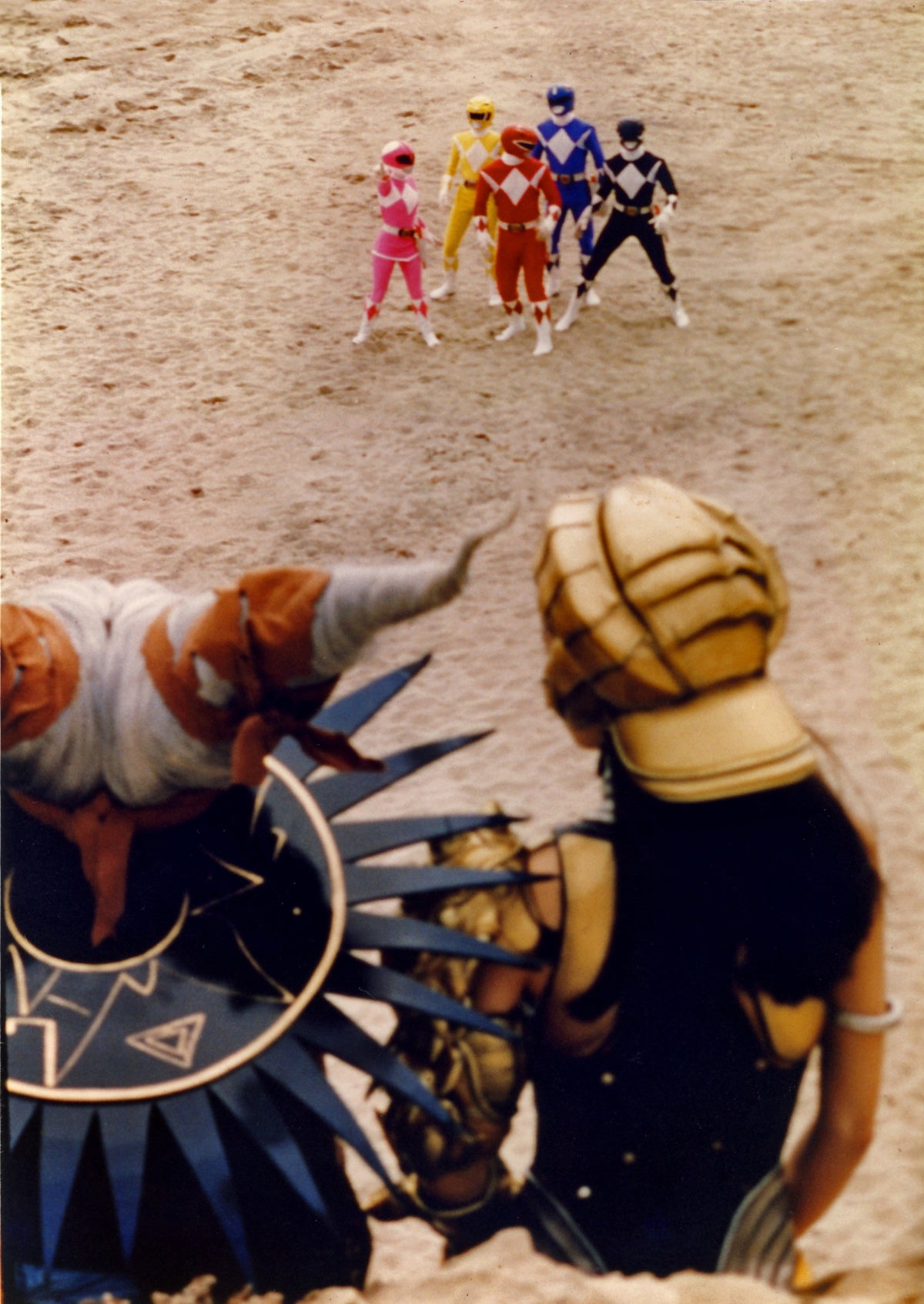 Rita Repulsa and Finster with the Rangers behind them, photo by Bruce