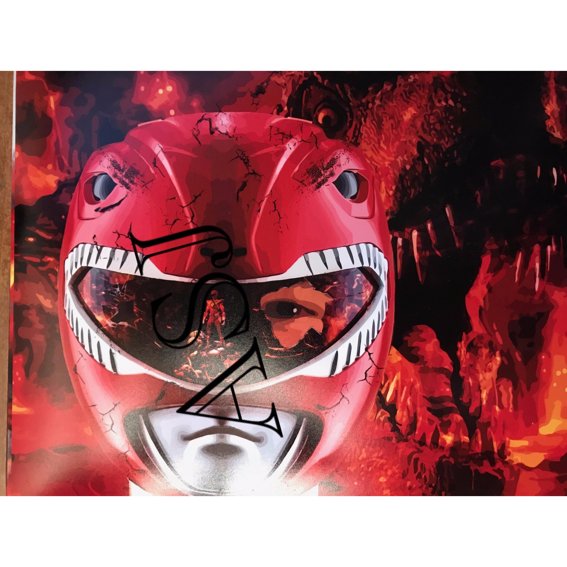 Red Ranger Helmet Print with T-Rex | Austin St. John